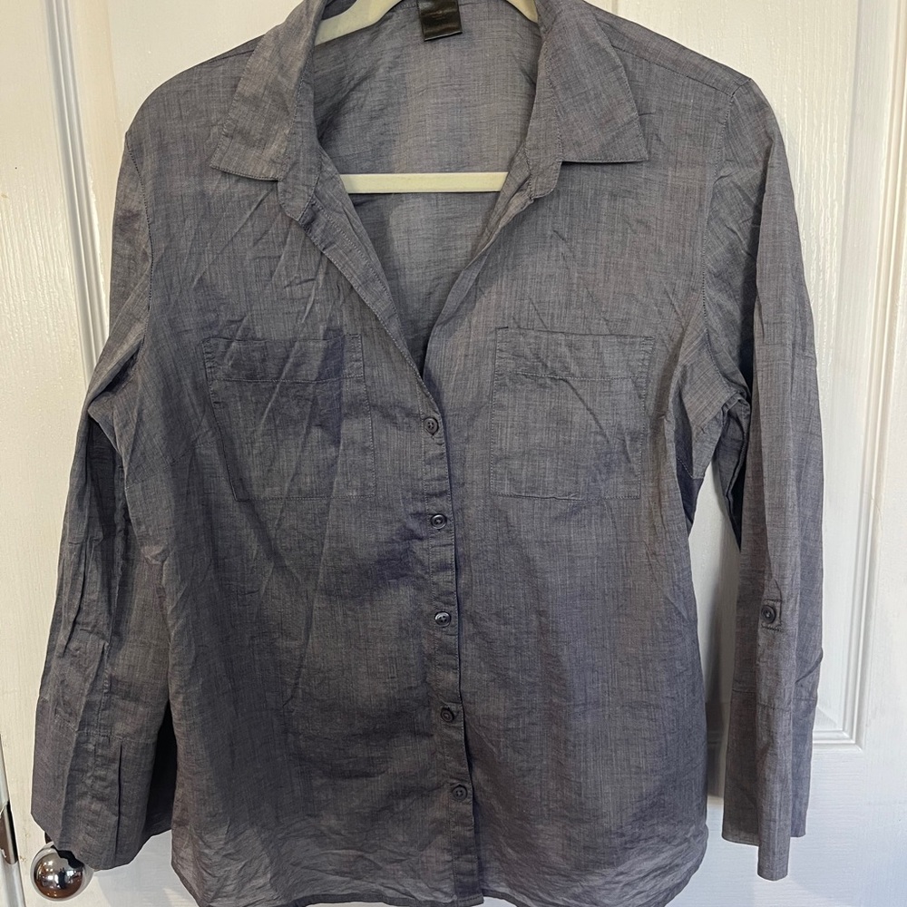 Ann Taylor light cotton Charcoal Blouse, 12